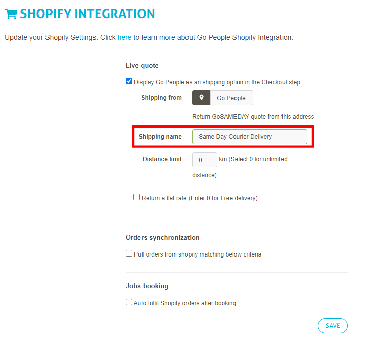 shipping name